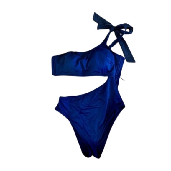 102. One Piece Asymmetrical Swimsuit by Shade & Shore‎ L 12-14 NWT - Picture 1 of 5